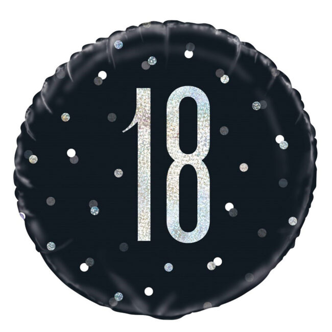 FOIL BALLOON NUMBER 18 GLITTER BLACK 18" 45.72CM