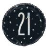 FOIL BALLOON NUMBER 21 GLITTER BLACK 18" 45.72CM