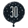 FOIL BALLOON NUMBER 30 GLITTER BLACK 18" 45.72CM