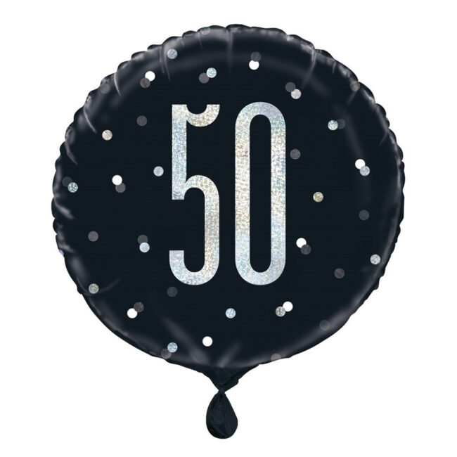 FOIL BALLOON NUMBER 50 GLITTER BLACK 18" 45.72CM