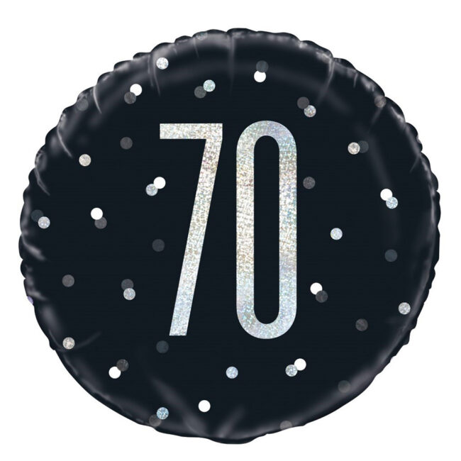 FOIL BALLOON NUMBER 70 GLITTER BLACK 18" 45.72CM - Image 3