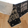 TABLECOVER HAPPY BIRTHDAY GLITTER BLACK & WHITE 1.37X2.13M