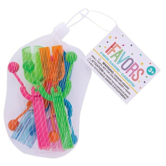 NEON CLACKER NOISEMAKERS - 4PCS