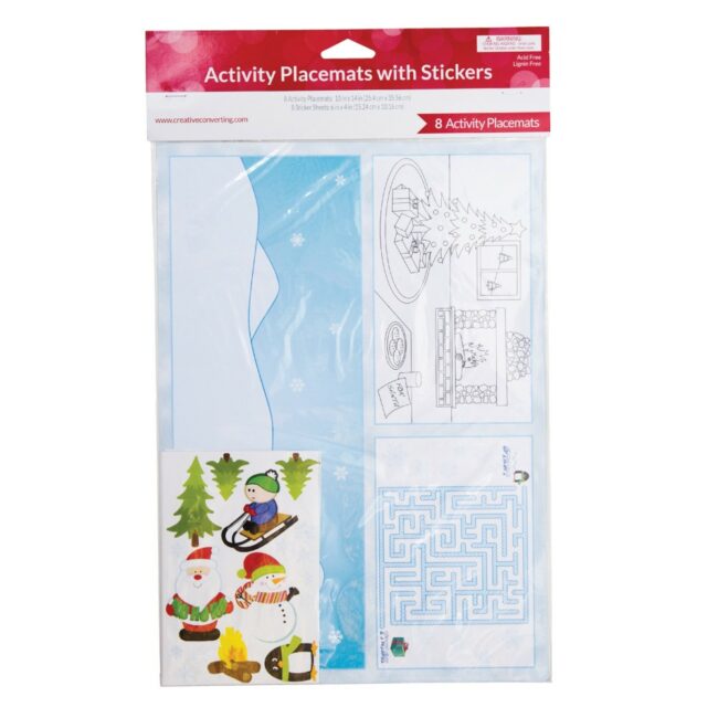 CHRISTMAS ACTIVITY PLACEMATS KIT WITH STICKERS 8PCS