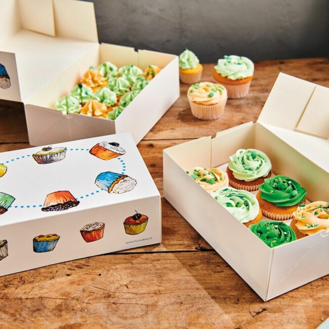 3 PIECES CUPCAKE BOX 6 CAKES DESIGN
