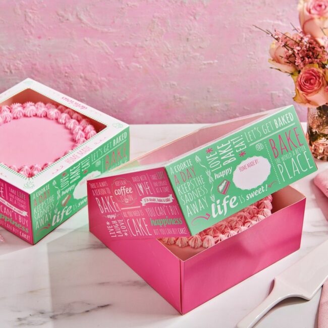 2 PIECES CAKE BOX QUOTES 26X26X12 CM