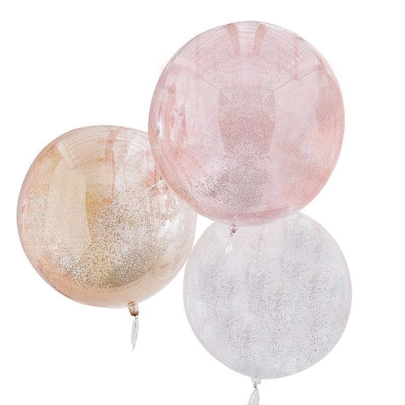 LATEX BALLOONS MIXED METALLICS ORB GLITTER 22'' 3PCS - Image 2