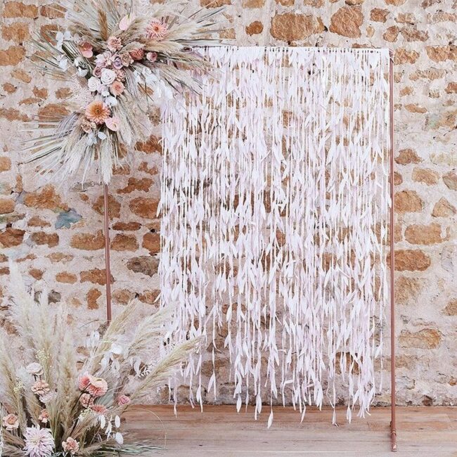 LEAF RIBBON BACKDROP PINK