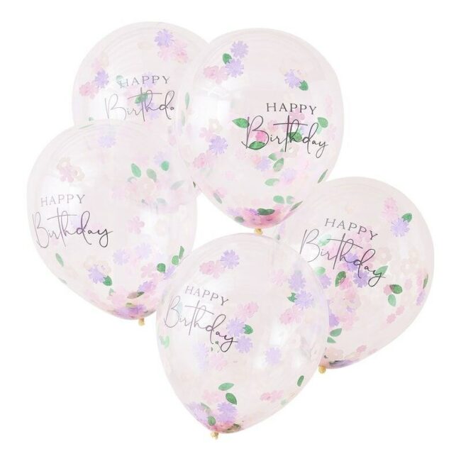 FLORAL CONFETTI HAPPY BIRTHDAY BALLOONS - Image 2