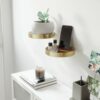 SET OF 2 PERCH SHELF BRASS 16X16X2CM - Image 2