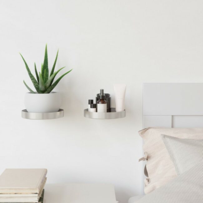 SET OF 2 PERCH SHELF NICKEL 16X16X2CM - Image 3