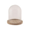 BELL JAR WITH WOODEN BASE 12.5X12.5X17CM