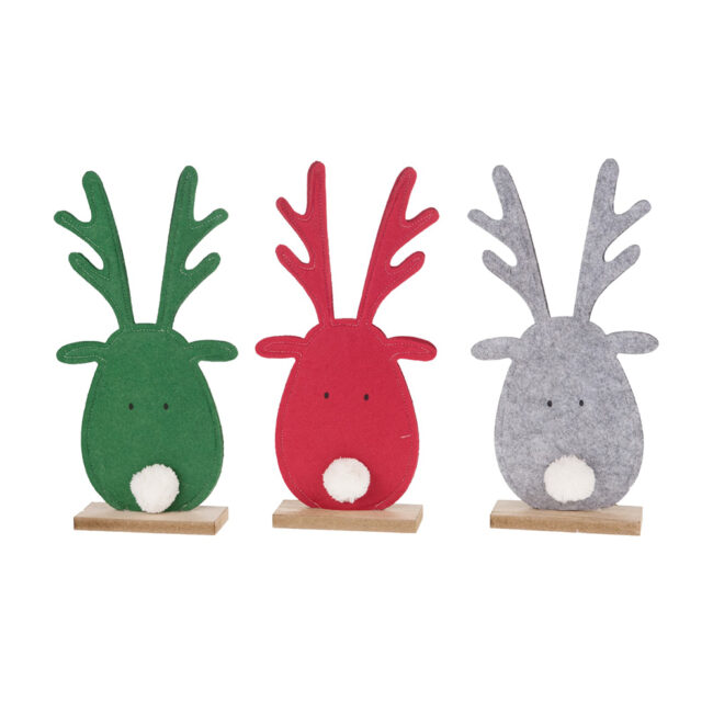 DEER HEAD ON FOOT WOOD MIXED ASSORTED 13.5X5X32CM