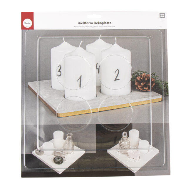 CASTING MOULD DECORATIVE PLATE WITH 4 CUTOUTS 25X25X2CM - Image 3