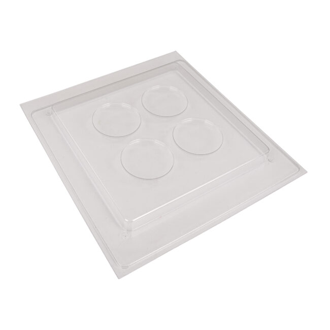 CASTING MOULD DECORATIVE PLATE WITH 4 CUTOUTS 25X25X2CM