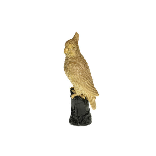 BIRD POLYRESIN BLACK/GOLD 8X6X21CM