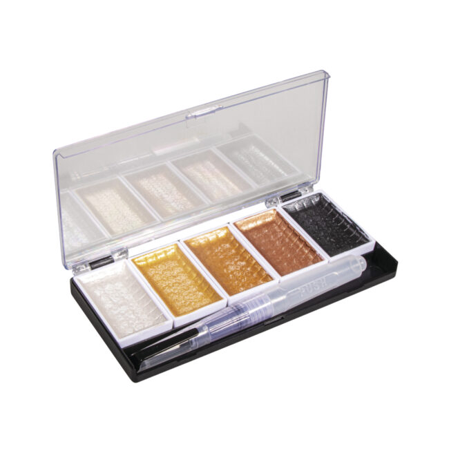WATERCOLOUR GOLD 5 COLOURS INCLUDING H20 BRUSH 25x45MM - Image 3
