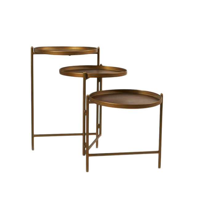 TABLE FOLDABLE METAL ANTIQUE GOLD 113.5X35X57.5CM