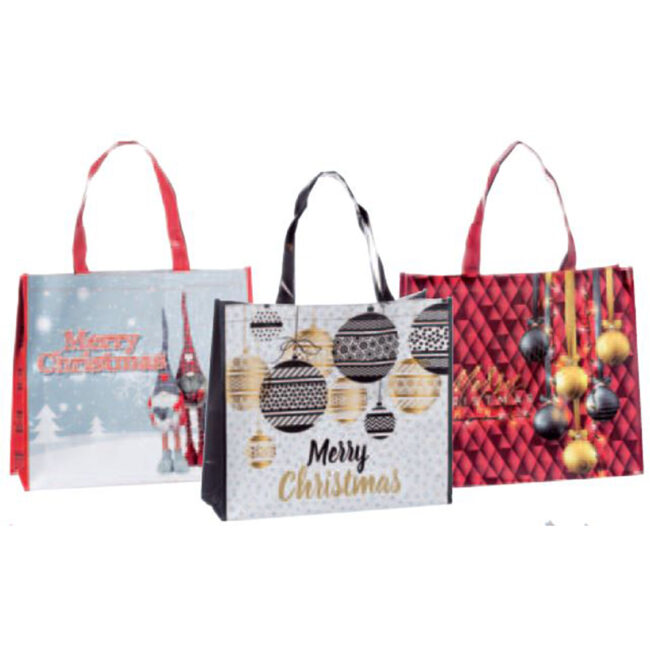 CHRISTMAS PRINTED BAG ASSORTED 43X15X37CM