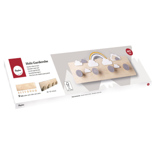 WOODEN COAT RACK NATURAL 42X12X4.5CM - Image 4