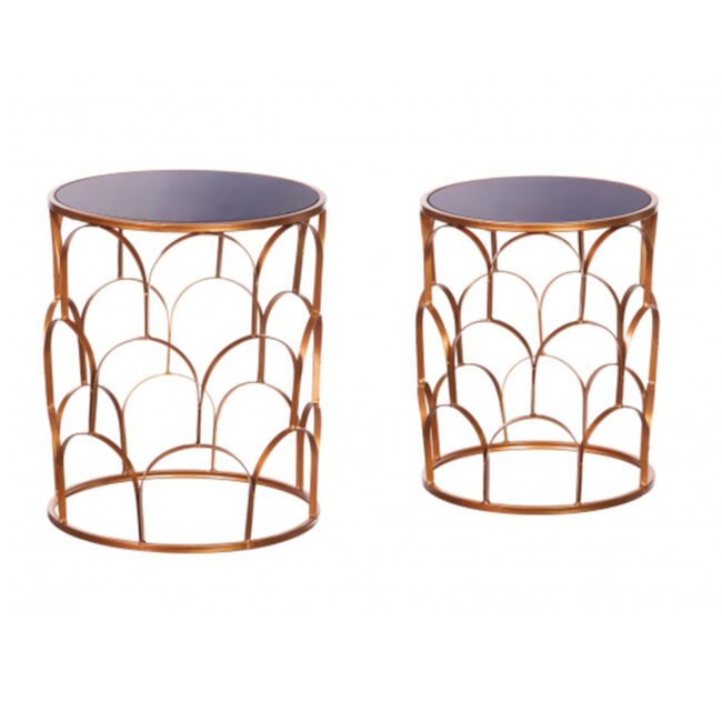 SET 2 IRON & GLASS COFFEE TABLES