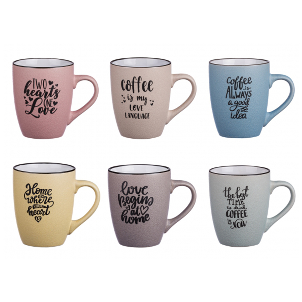 CERAMIC CUP ADEJE (ASS.6 COLORS) 330ML 9X11CM Pergamos