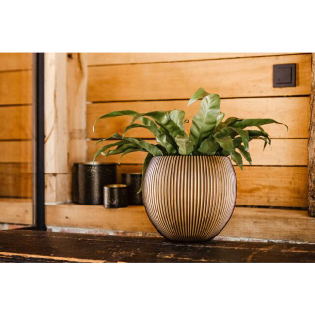 PLANTER BALL GROOVE BLACK INSIDE/GOLD 12X10CM - Image 6