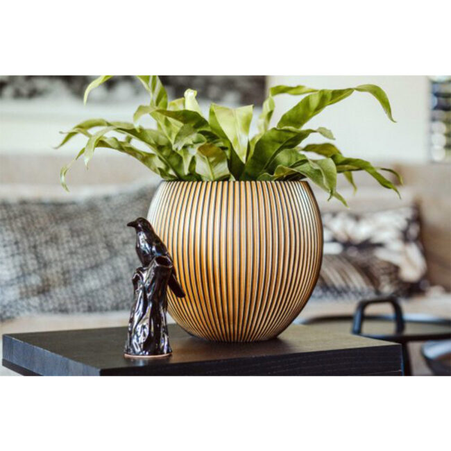 PLANTER BALL GROOVE BLACK INSIDE/GOLD 12X10CM - Image 4