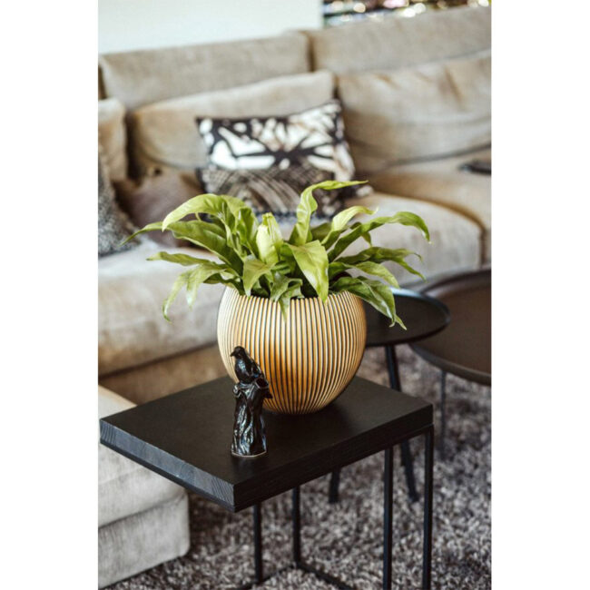 PLANTER BALL GROOVE BLACK INSIDE/GOLD 12X10CM - Image 5