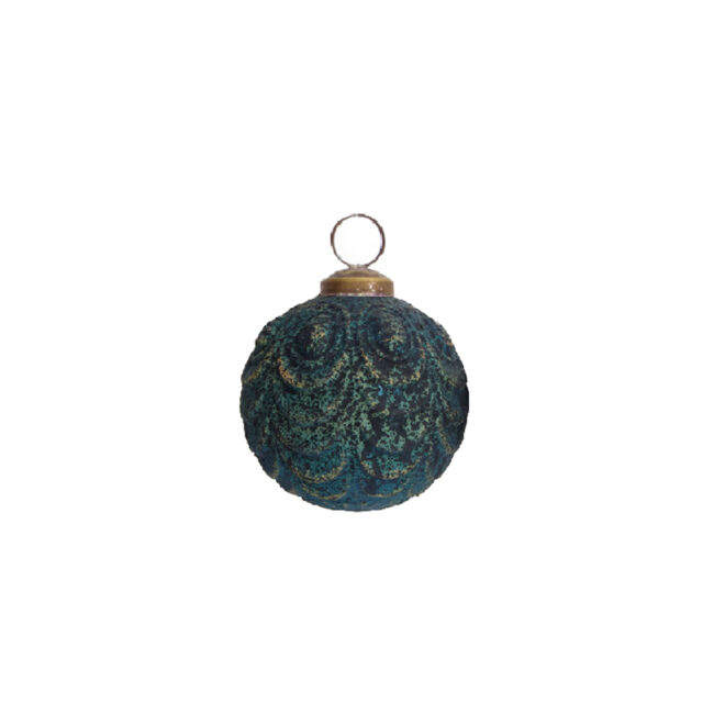 BAUBLE GLASS BLUE ASSORTED 10CM - Image 4