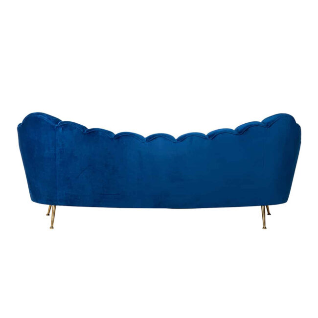 BENCH COSETTE 3 SEATS BLUE VELVET & GOLD 90X230X94CM - Image 4