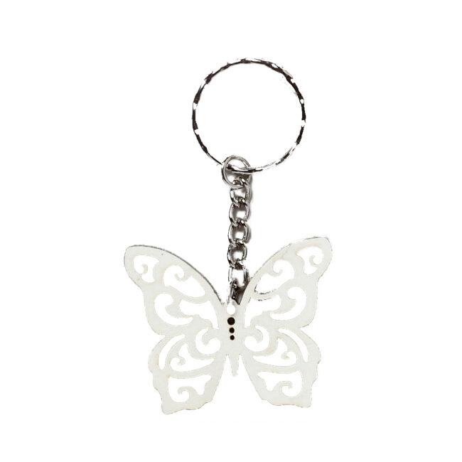 KEYRING CURVED BUTTERFLY WOODEN