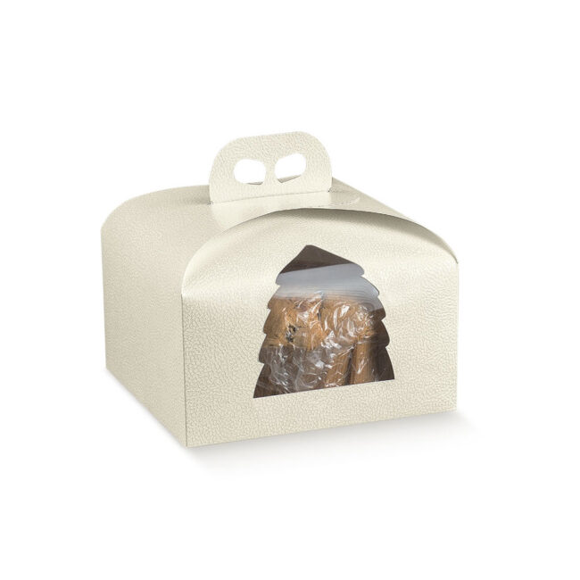 PORTAPANETTONE FINESTRA PELLE BIANCO 245X245X130MM
