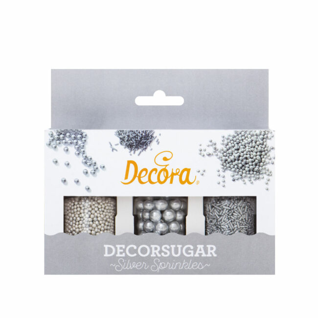 SUGAR PEARLS & STICKS SILVER 85G