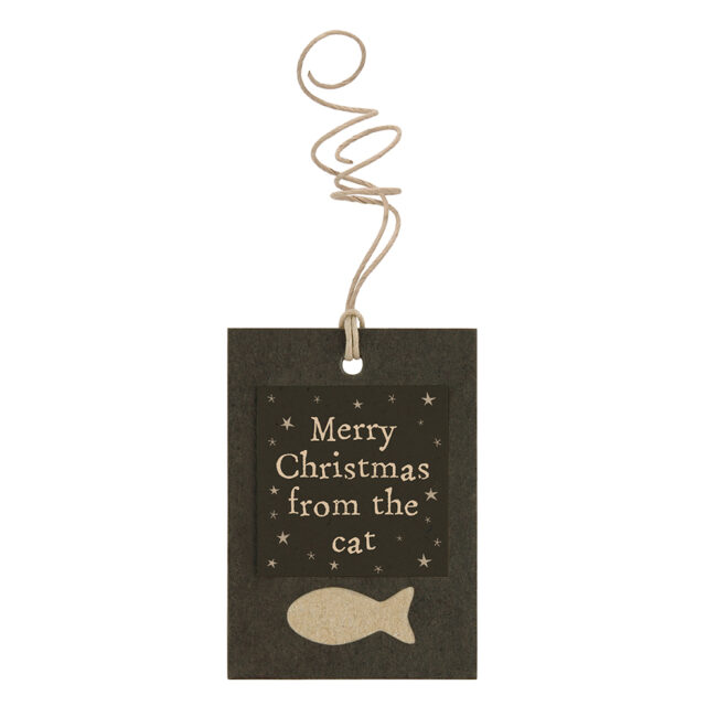 CAT TAG ''MERRY CHRISTMAS FROM THE CAT'' 7X5X0.02CM