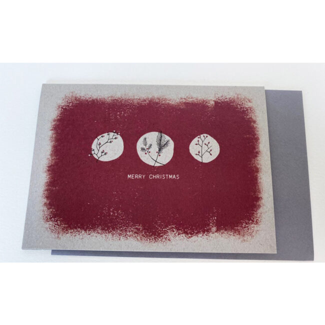 PEBBLE CARD BERRIES ''MERRY CHRISTMAS'' 12X16.5X0.1CM