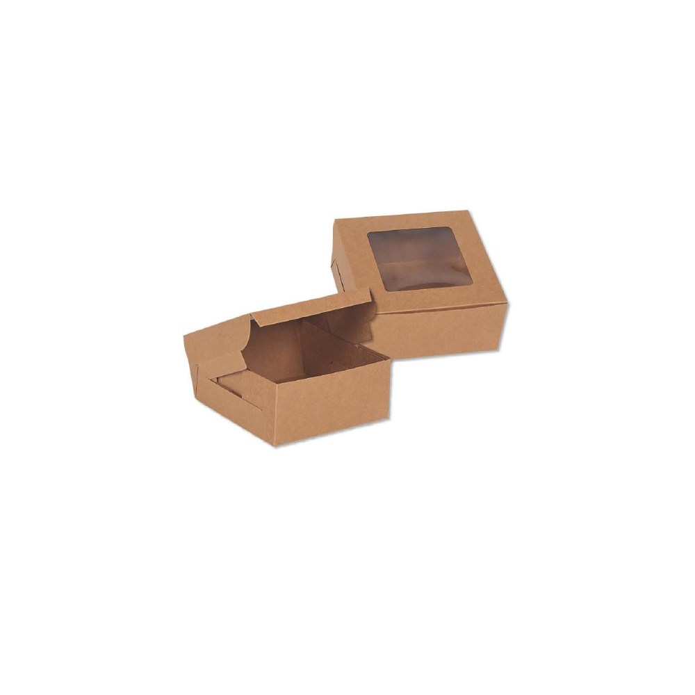 BROWN BOX WITH WINDOW 16X16X7.5CM - Pergamos