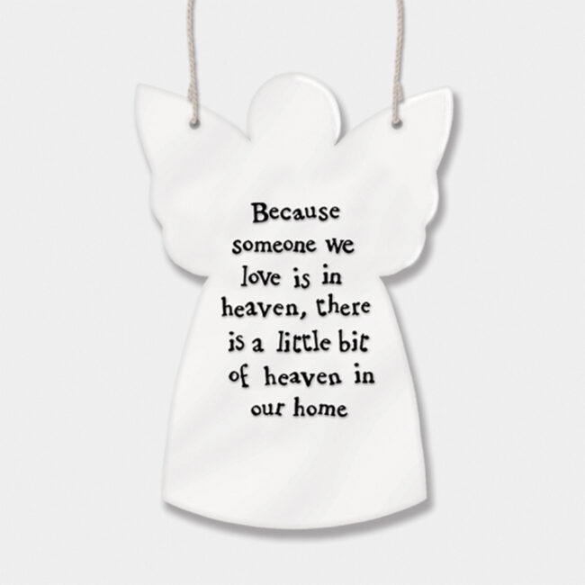 PORCELAIN ANGEL ''BECAUSE SOMEONE WE LOVE IS IN HEAVEN'' 9.5X7X0.4CM