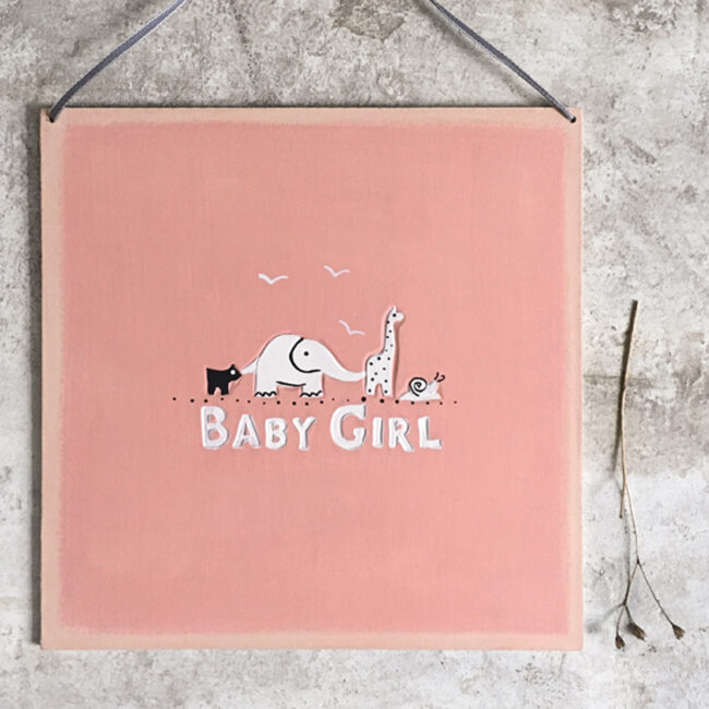 SQUARE SIGN 'BABY GIRL' PINK 21X21X0.3CM - Image 3