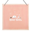 SQUARE SIGN 'BABY GIRL' PINK 21X21X0.3CM