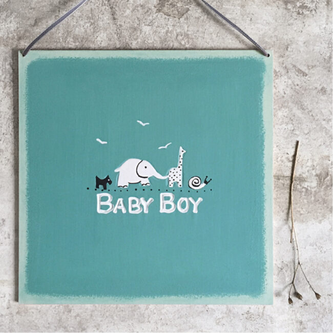 SQUARE SIGN 'BABY BOY' BLUE 21X21X0.3CM - Image 3