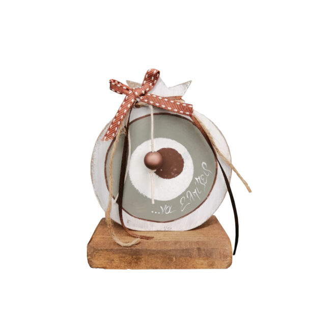 WOODEN DECOR POMEGRANATE EYE "ΝΑ ΕΛΠΙΖΕΙΣ" 11X12CM