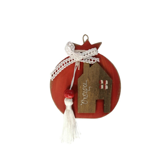 WOODEN DECOR POMEGRANATE "ΟΝΕΙΡΑ" RED 9.5X10CM