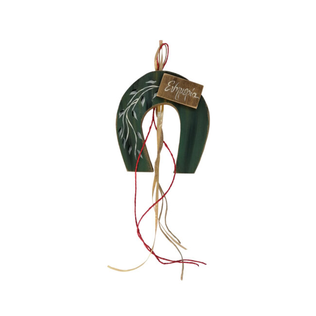 WOODEN DECOR HORSESHOE "ΕΥΗΜΕΡΙΑ" 11.5X13CM