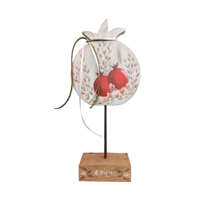 WOODEN DECOR POMEGRANATE "ΑΓΑΠΗ" 13X28CM