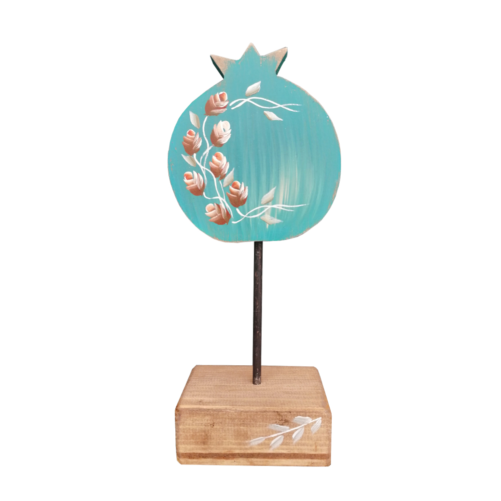 WOODEN DECOR POMEGRANATE LIGHT BLUE 9.5X20CM