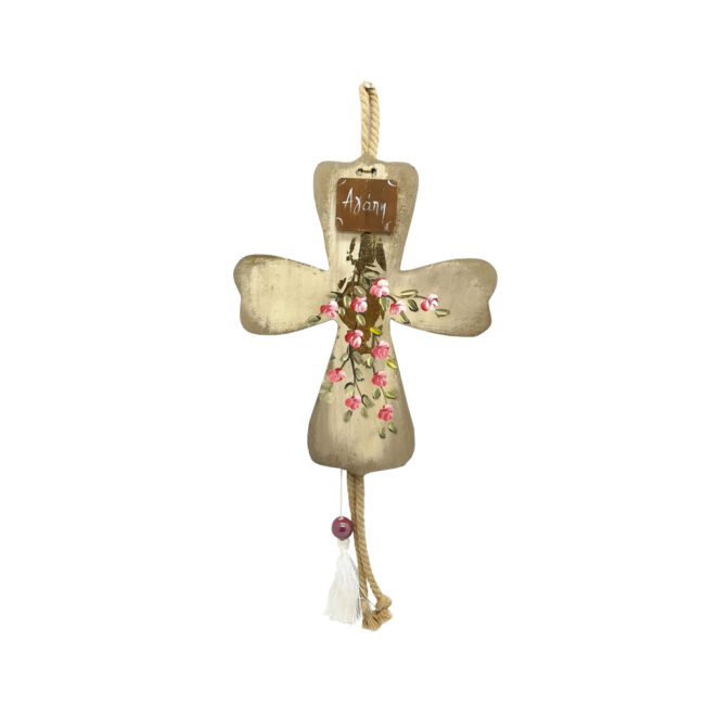 WOODEN CROSS DECOR "ΑΓΑΠΗ" 20X25CM