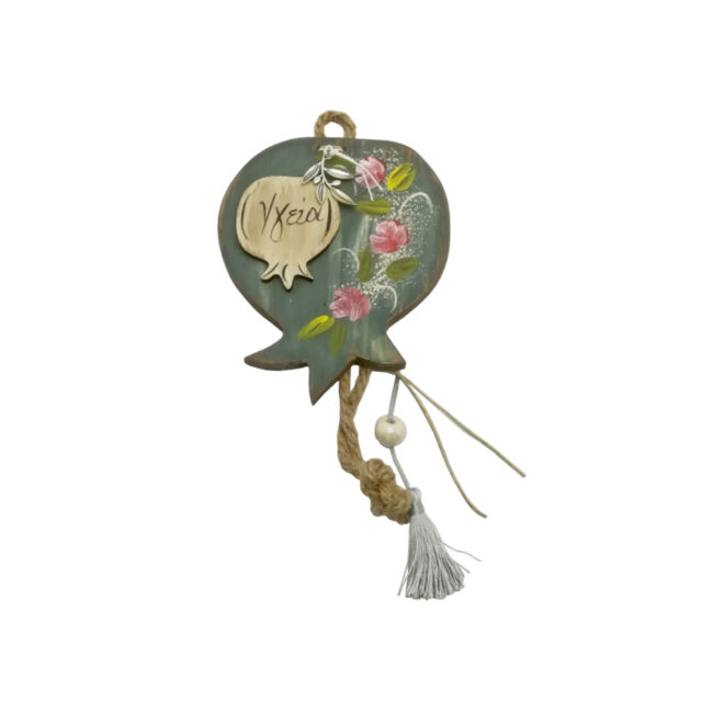 WOODEN CHARM GARLIC "ΥΓΕΙΑ" 13X16CM