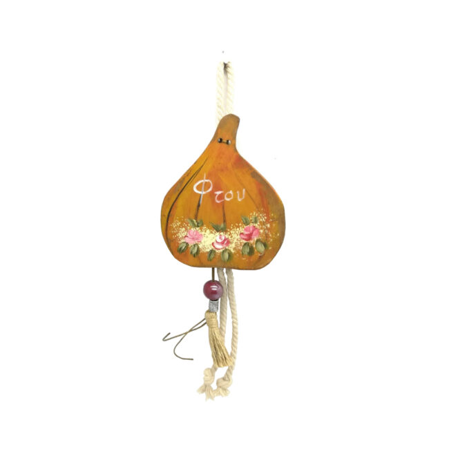 WOODEN CHARM GARLIC ORANGE 10X13CM