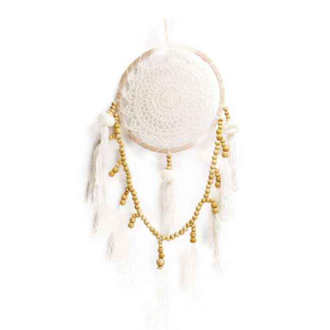 DREAMCATCHER FABRIC NATURAL & WHITE 28X28X2CM